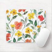 Tapis De Souris Fleurs de Pêcher Jaune Rouge (Avec souris)