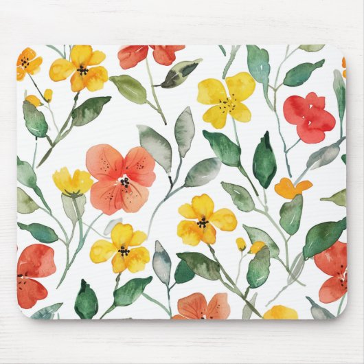 Tapis De Souris Fleurs de Pêcher Jaune Rouge (Devant)