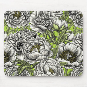 Tapis De Souris Fleurs de pivoines blanches et moisissures