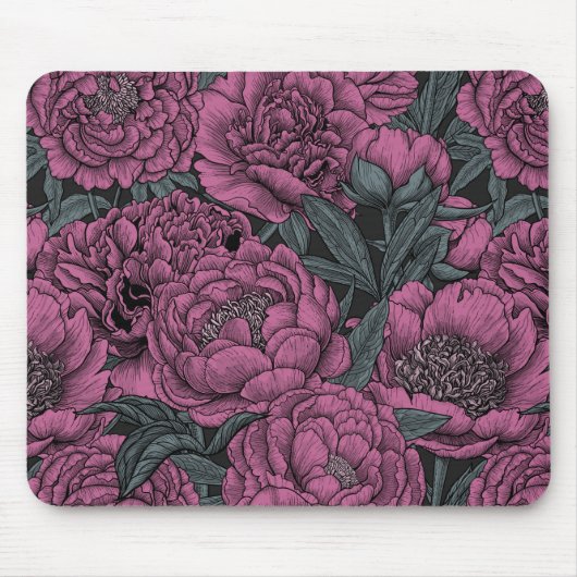 Tapis De Souris Fleurs de pivoines violettes (Devant)