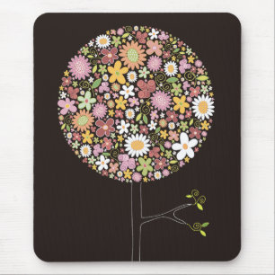 Tapis De Souris Fleurs de printemps colorées Pop Tree Whimsical Ch