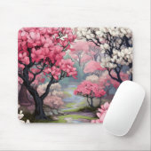 Tapis De Souris Fleurs de printemps rose blanc (Avec souris)