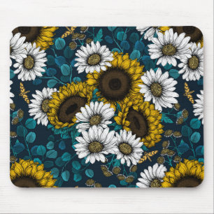 Tapis De Souris Fleurs de soleil et marguerites, jardin d'été 2