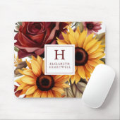 Tapis De Souris Fleurs de soleil florales rustiques Monogramme Bou (Avec souris)