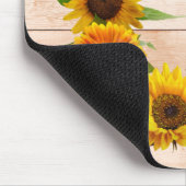 Tapis De Souris Fleurs de soleil rustiques sur bois (Coin)