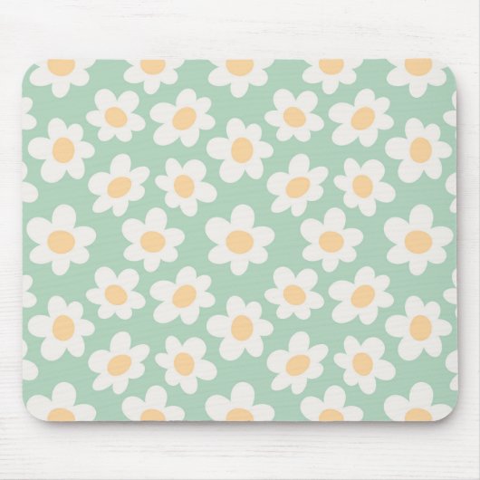 Tapis De Souris Fleurs de style rétro sur arrière - plan vert (Devant)