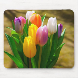 Tapis de souris Fleurs de tulipe couleurs pastel