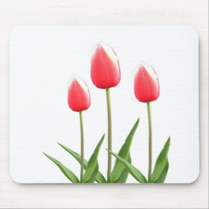 Tapis De Souris Fleurs de tulipes rouges de printemps