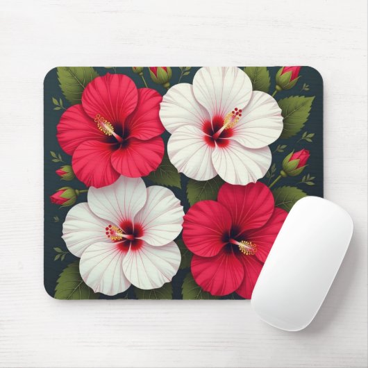 Tapis De Souris Fleurs d'Hibiscus (Avec souris)