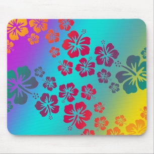 Tapis De Souris fleurs d'hibiscus 2   arrière - plan coloré