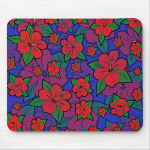 Tapis De Souris Fleurs d'Hibiscus Bleu