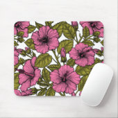 Tapis De Souris Fleurs d'hibiscus roses (Avec souris)