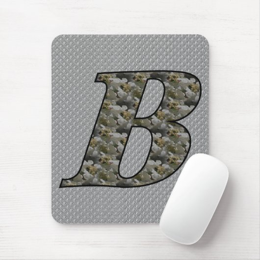 Tapis De Souris Fleurs d'hortensia à monogramme initial B (Avec souris)