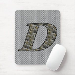 Tapis De Souris Fleurs d'hortensia à monogramme initial D
