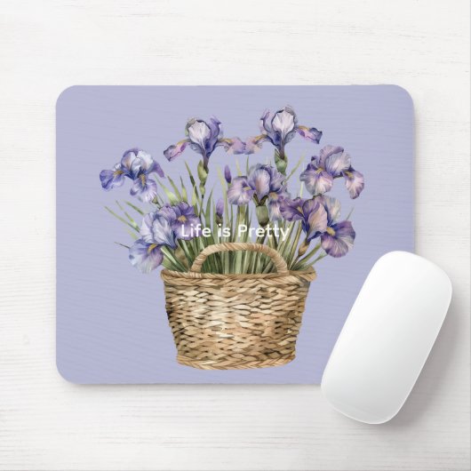 Tapis De Souris Fleurs d'Iris Violettes (Avec souris)