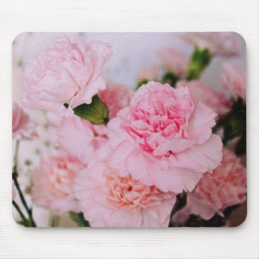 Tapis De Souris fleurs d'oeillets roses Photographie de style vint (Devant)