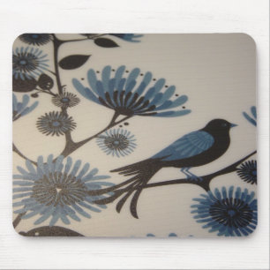 TAPIS DE SOURIS FLEURS D'OISEAUX BLUEBRES