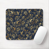 Tapis De Souris Fleurs d'or botanique Motif bleu (Avec souris)