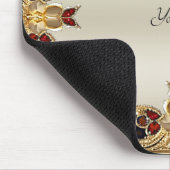 Tapis De Souris Fleurs dorées Pierre rouge Mousepad (Coin)