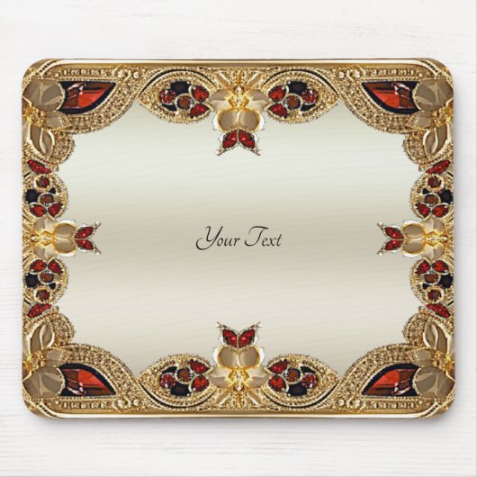 Tapis De Souris Fleurs dorées Pierre rouge Mousepad (Devant)