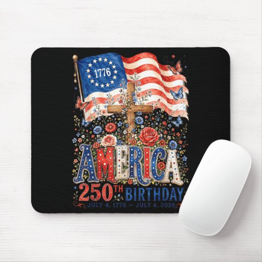 Tapis De Souris Fleurs du 250e anniversaire des États-Unis d'Améri (Avec souris)