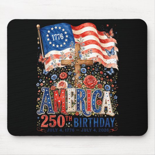 Tapis De Souris Fleurs du 250e anniversaire des États-Unis d'Améri (Devant)