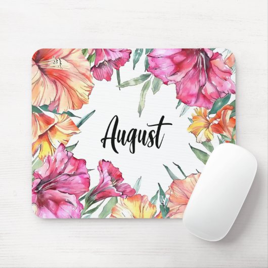 Tapis De Souris Fleurs du mois de naissance/Août (Avec souris)
