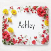 Tapis De Souris Fleurs Élégantes Rose Jaune (Devant)