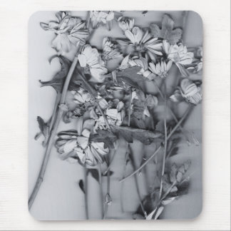 Tapis De Souris Fleurs en noir et blanc