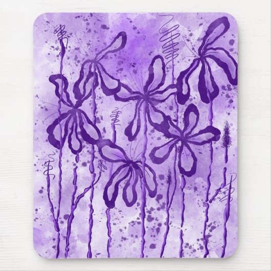 Tapis De Souris Fleurs encrées Abstraites violet (Devant)