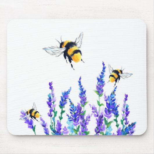 Tapis De Souris Fleurs et abeilles volant Souris (Devant)