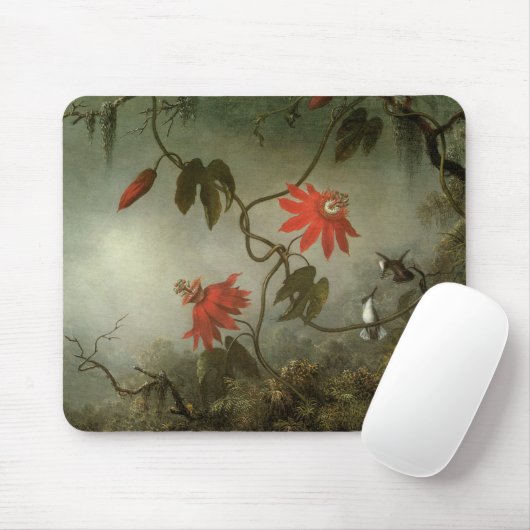 Tapis De Souris Fleurs et colibris de passion (Avec souris)