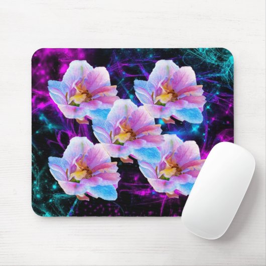 Tapis De Souris Fleurs et étoiles en pastel Mousepad (Avec souris)