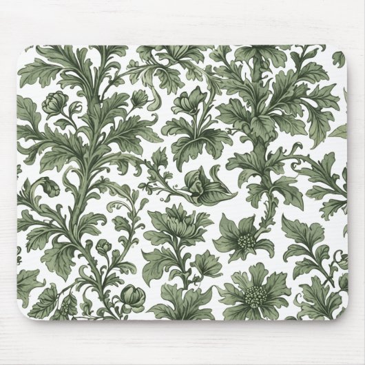 Tapis De Souris Fleurs et feuilles vertes (Devant)