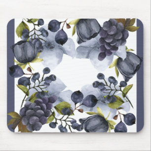 Tapis De Souris Fleurs et fruits bleus dans le cadre