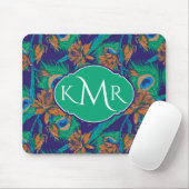 Tapis De Souris Fleurs et monogramme des plumes | (Avec souris)