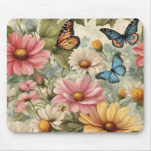 Tapis De Souris Fleurs et papillons d'art Mousepad