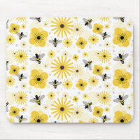 Fleurs et pois Mousepad d'abeilles