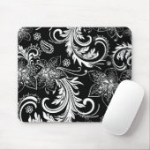 Tapis De Souris Fleurs et torons Rétro Noir Et Blanc (Avec souris)