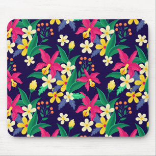 Tapis De Souris Fleurs Exotiques Colorées Motif Feuilles-23021