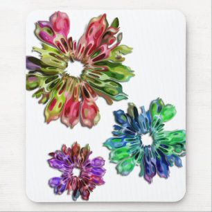 Tapis De Souris Fleurs fractales abstraites 2D