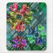 Tapis De Souris Fleurs fractales abstraites 2D | carter bleu vert (Devant)