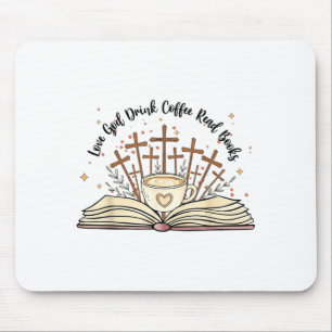 Tapis De Souris Fleurs Groovy Aiment Dieu Boire du Café Lire des L