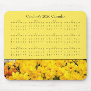 Tapis De Souris Fleurs Jaunes - Calendrier personnalisable 2026