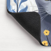 Tapis De Souris Fleurs Jaunes Chat Bleu Russe (Coin)