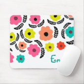 Tapis De Souris Fleurs lumineuses modernes et feuille noire person (Avec souris)
