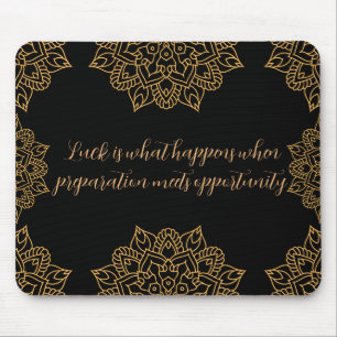 Tapis De Souris Fleurs Mandala d'or avec motif noir