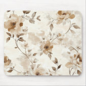 Tapis De Souris Fleurs Marron Crème (Devant)