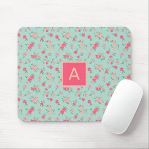 Tapis De Souris Fleurs minuscules rose pâle monogramme