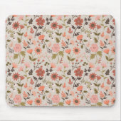 Tapis De Souris Fleurs modernes Feuille rose vert Fille Floral (Devant)
